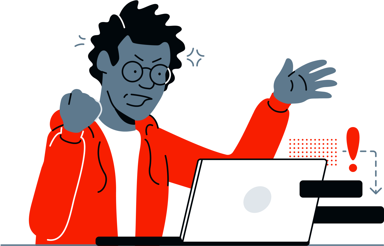 A person getting angry at something on his laptop.